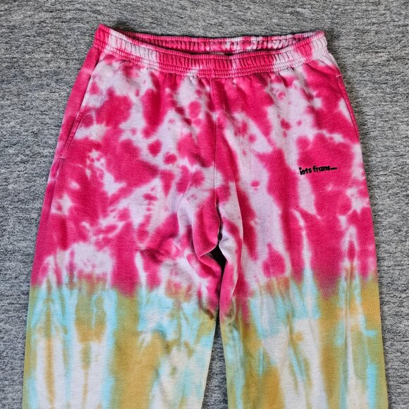 iets frans Sweatpants Womens Large Tie Dye Acid Wash Fleece Lounge Pockets Gym - Picture 4 of 11